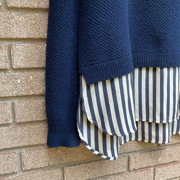 J. CREW Silk Layered Blue Wool Zip Back Sweater Size XL - Picture 5 of 9